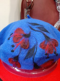 Basc Indigo Lână cu floare