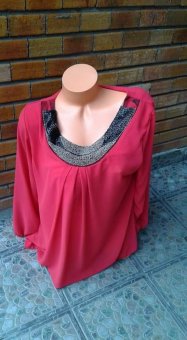 Bluza  Rosie din voal cu mânecă lunga