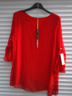 Bluza  Rosie din voal cu mânecă reglabila 