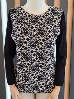 Bluza Alb cu negru cu sclipici