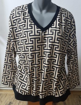 Bluza Crem cu Negru Imprimata, mărime universală 