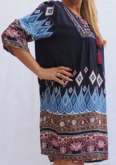 Bluza Dama Albastra cu Imprimeu Colorat 