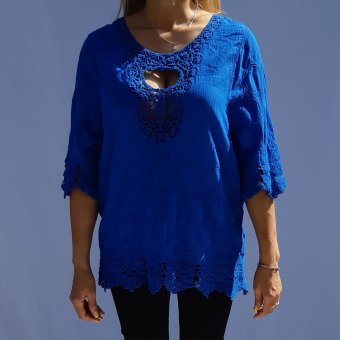 Bluza dama albastra din In