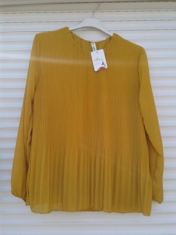 Bluza Mustar plisata din voal
