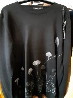 Bluza Neagră din Casmir Imprimata cu Maci