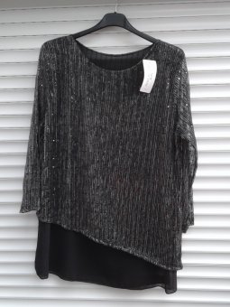 Bluza Neagra din voal cu paiete 