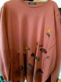 Bluza Portocalie din Casmir Imprimata cu Maci