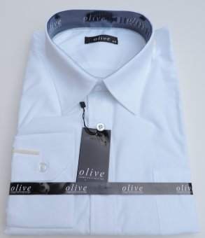 Camasa Alba Olive de barbat cu maneca lunga din bumbac