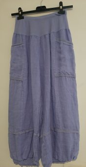 Pantalon Lila din In 3|4 cu elastec jos