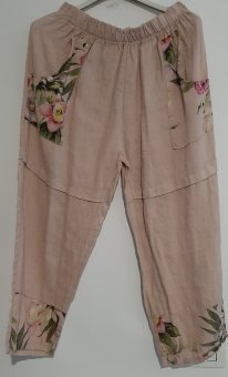 Pantaloni din In 3/4 Imprimati cu buzunare pe elastec 