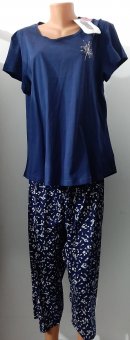 Pijama Bleumarin Imprimata din Bumbac cu pantalon 3/4,  Vienetta