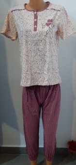Pijama Dama din Bumbac de vara cu pantalon 3/4