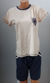 Pijama Dama din Bumbac de vara cu pantalon scurt
