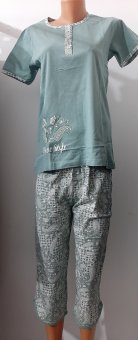 Pijama Vernil Imprimată de vara cu pantalon 3/4 din bumbac