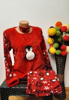 Pijamale Dama Cocolino Roșii cu bentita