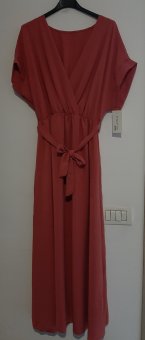 Rochie Roz cu cordon,lunga