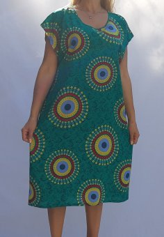 Rochie verde imprimata din bumbac