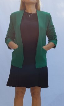Sacou verde cu manecile incretite