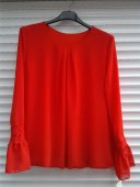 Bluza  Rosie din voal cu dantela la mâneci 