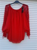 Bluza  Rosie din voal cu dantela pe maneca