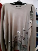 Bluza Bej din Casmir Imprimata cu Maci
