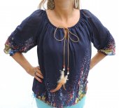 Bluza Dama Bleumarin din Voal cu imprimeu floral