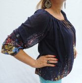 Bluza Dama Bleumarin din Voal cu imprimeu floral
