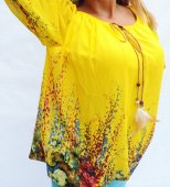 Bluza Dama Galbena din Voal cu imprimeu floral