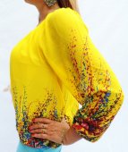 Bluza Dama Galbena din Voal cu imprimeu floral