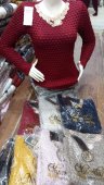 Bluza dama Grena cu dantela in jurul gatului