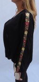 Bluza Dama Neagra din Voal cu Broderie Laterala pe Maneca