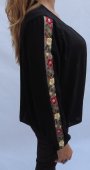 Bluza Dama Neagra din Voal cu Broderie Laterala pe Maneca