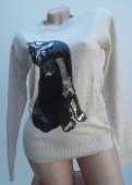 Bluza Neagra cu maneca lunga cu pisica din paiete