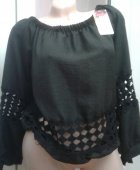 Bluza Neagra cu maneca lunga si dantela