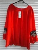 Bluza Rosie voal cu dantela neagra la maneci