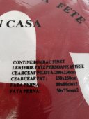 Lenjerie de pat Grena cu Inimioare albe din bumbac/finet pentru pat dublu 
