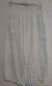 Pantalon Alb din In 3/4 cu elastec jos