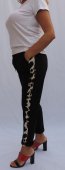 Pantaloni Dama Negri cu Banda Animal Print in Parti
