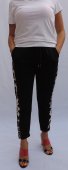 Pantaloni Dama Negri cu Banda Animal Print in Parti
