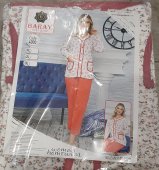 Pijama Baray cu nasturi din bumbac cu pantalon lung,mărime mare
