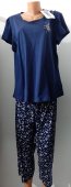 Pijama Bleumarin Imprimata din Bumbac cu pantalon 3/4,  Vienetta