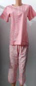 Pijama Roz Imprimată de vara cu pantalon 3/4 din Bumbac 