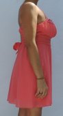 Rochie Corai cu pietre si dantela