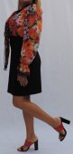 Rochie Neagra Cu Imprimeu Floral din voal cu licra