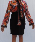 Rochie Neagra Cu Imprimeu Floral din voal cu licra