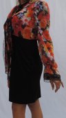 Rochie Neagra Cu Imprimeu Floral din voal cu licra