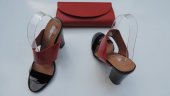 Set papuc negru cu rosu cu plic rosu
